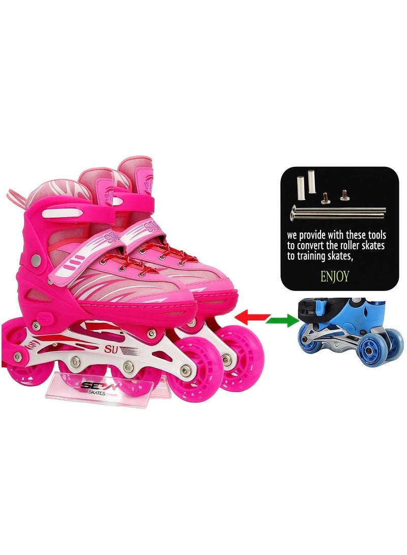 دراكسون رولر سكاتس للأطفال قابلة للتعديل مع عجلات مضيئة، إضاءة ممتعة للأولاد والبنات، زلاجات دوارة للأطفال المبتدئين، مناسبة للاستخدام الداخلي والخارجي، موديل 302-وردي، قابلة للتعديل بأربعة أحجام - Image 4