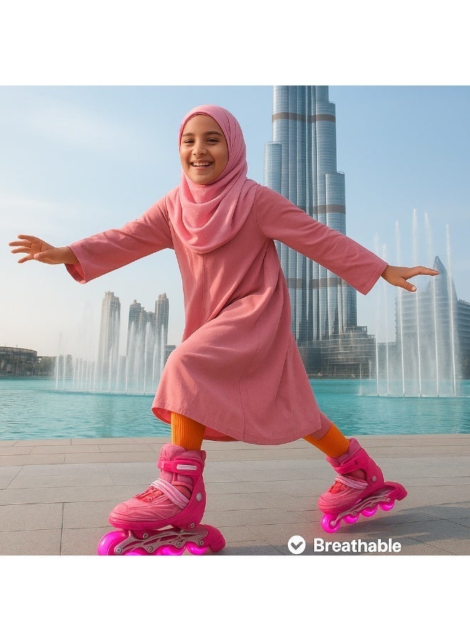 دراكسون رولر سكاتس للأطفال قابلة للتعديل مع عجلات مضيئة، إضاءة ممتعة للأولاد والبنات، زلاجات دوارة للأطفال المبتدئين، مناسبة للاستخدام الداخلي والخارجي، موديل 302-وردي، قابلة للتعديل بأربعة أحجام - Image 2