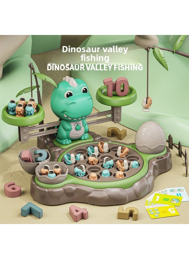 Dinosaur Scale Magnetic Fishing Plate Early Education Puzzle Game Parent-child Interaction Digital Thinking Logic Training-Color:Deluxe Edition