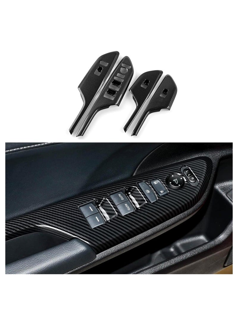 Captaintech Car Window Lift Control Switch Panel Cover Decals, for 2016-2021 Honda Civic 10th Gen Accessories, ABS Carbon Fiber Stickers, Not for Coupe Model - Image 1