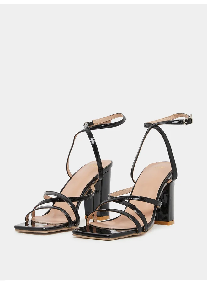 ستايلي Styli Criss Cross Strappy Block Heel Sandals