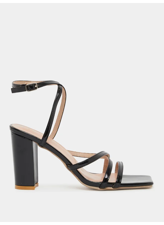 ستايلي Styli Criss Cross Strappy Block Heel Sandals