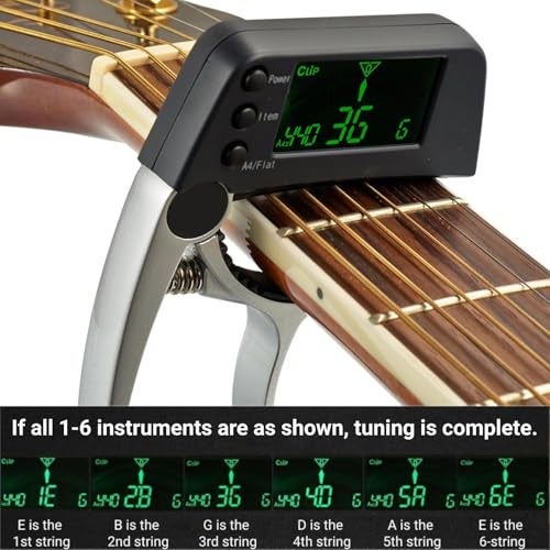 LiebeWH 2 in 1 Guitar Capo Tuner Clip On Tuner and Capo Large LCD Display Accurate Tuning for Acoustic Bass Ukulele Violin Banjo - Image 4