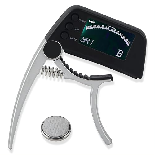 LiebeWH 2 in 1 Guitar Capo Tuner Clip On Tuner and Capo Large LCD Display Accurate Tuning for Acoustic Bass Ukulele Violin Banjo - Image 1
