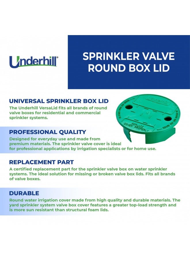 Underhill - Underhill Sprinkler Valve Round Box Lid, VersaLid 6 to 7 Universal Cover for Automatic Irrigation System, Lawn, Yard, Outside, Green, VL-6 - Image 1