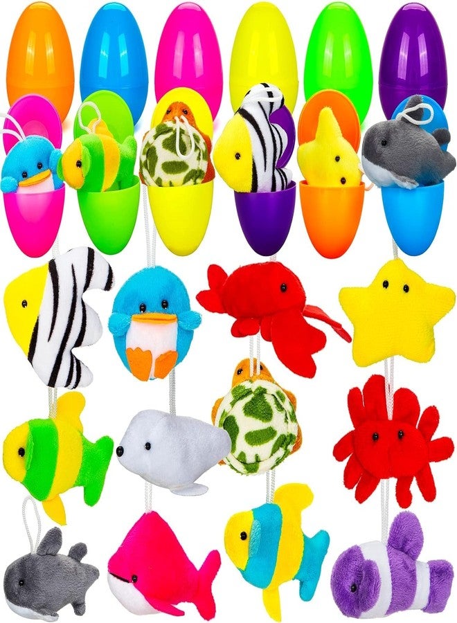 FunsLane 12 Pack Easter Eggs Filled with Mini Plush Animals Stuffed Toy, Prefilled with Stuffed Animals for Kids Easter Basket Stuffers, Easter Eggs Hunt, Easter Party Favors, Classroom Prize - Image 1
