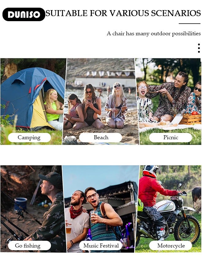 DUNISO Folding Camping Chair with Removable Footrest and Adjustable Backrest for Adults, Portable and Lightweight Reclining Lounge Chairs with Headrest, Outdoor Camping Chair with Cup Holder and Side Pocket for Fishing, Picnic, BBQ, Hiking Travel, Beach - Image 2