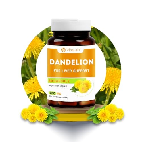 VITAWIN Dandelion Capsules - Ultimate Health and Nutrition Supplements for Liver Support and Body Detox -( 60 Capsules ) - Image 1