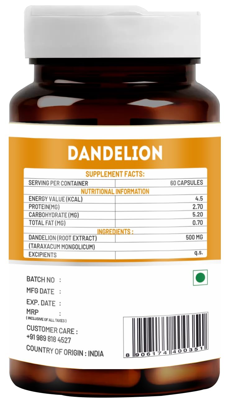 VITAWIN Dandelion Capsules - Ultimate Health and Nutrition Supplements for Liver Support and Body Detox -( 60 Capsules ) - Image 3