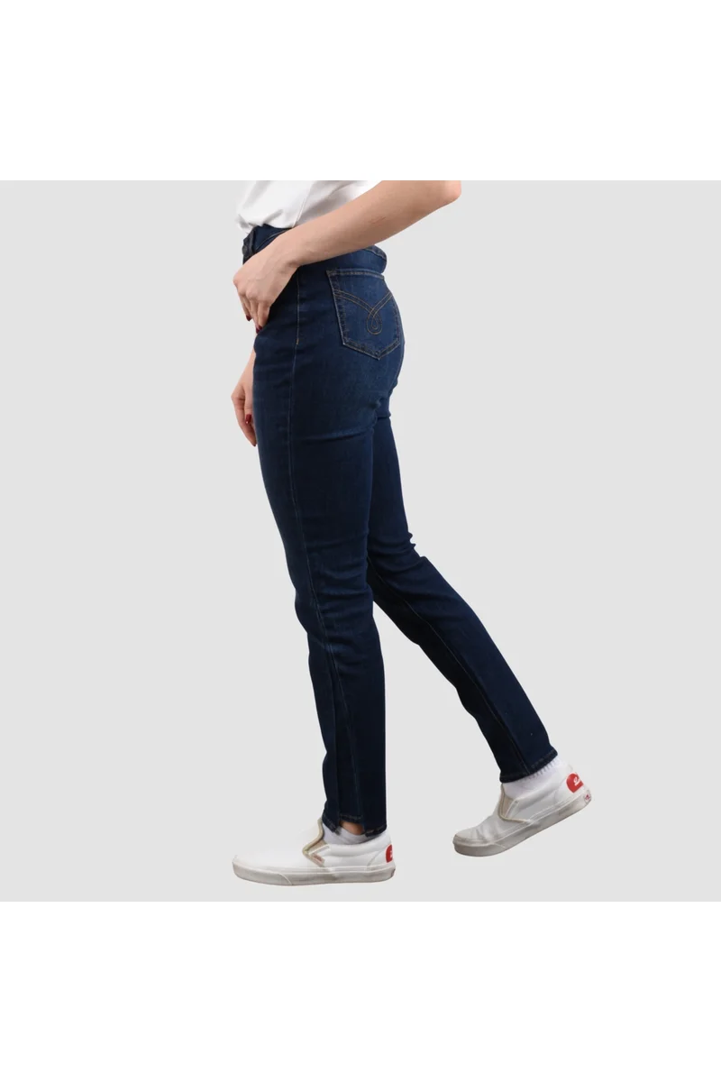 جيوردانو جينز نسائي أزرق بخصر عالٍ بقصة ضيقة ومدببة