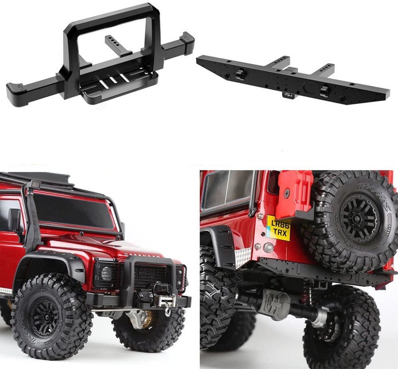 مجموعة مصد أمامي وخلفي من الألمنيوم CNC بنيكت هاري باللون الأسود لسيارة TRX4 110 RC كراولر أمامي وخلفي
