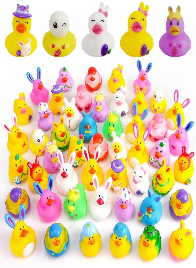 Halovin 50PCS Easter Rubber Ducks Assorted Gifts Party Favors ,Resurrection Bunny Rubber Duck Pack , Funny Bath Tub Toys for Kids, Baby Showers Accessories - Image 1