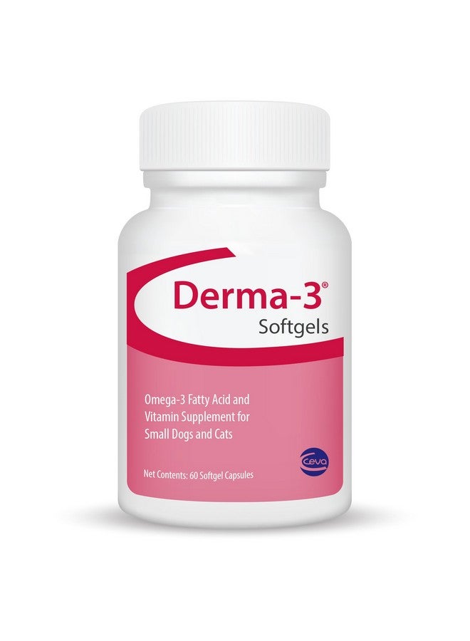 Ceva Derma-3 Softgels, Omega-3 Fatty Acid & Vitamin Supplement for Small Dogs & Cats (60 Count) - Image 1