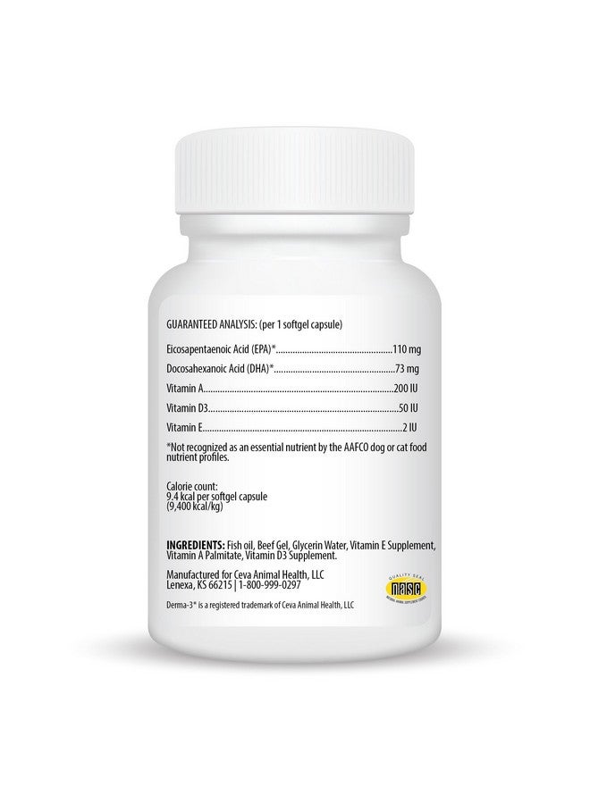 Ceva Derma-3 Softgels, Omega-3 Fatty Acid & Vitamin Supplement for Small Dogs & Cats (60 Count) - Image 3