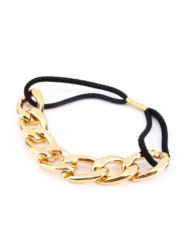 Oomph! OOMPH Jewellery Gold Tone Link Chain Metal Rubber Band for Women & Girls - Image 2