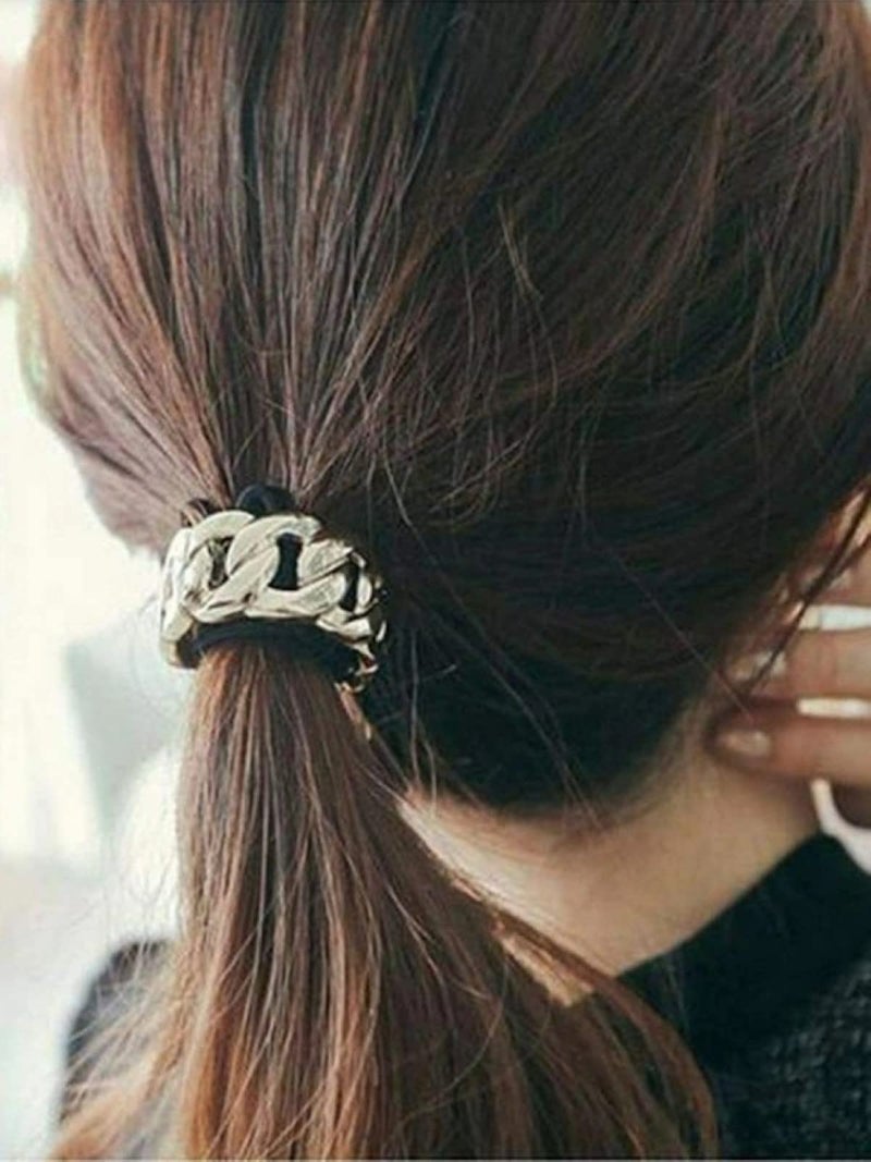 Oomph! OOMPH Jewellery Gold Tone Link Chain Metal Rubber Band for Women & Girls - Image 3