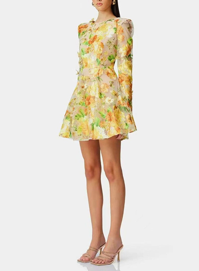 Meilun 3D Floral - Embroidered Sheer Tulle Puff - Skirt Mini Dress  - Image 2