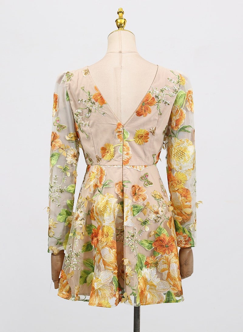 Meilun 3D Floral - Embroidered Sheer Tulle Puff - Skirt Mini Dress  - Image 4