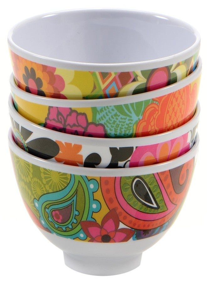 فرنش بول طقم أوعية ميلامين صغيرة من فرنش بول، 4 قطع، سعة 10 أونصات سائلة، وعاء تقديم صغير - للوجبات الخفيفة، والتوابل، والصلصات، والحلويات، والآيس كريم - مقاوم للكسر، آمن للطعام، خالٍ من مادة BPA، آمن للغسل في غسالة الأطباق، 4 بوصات، بنقشة زهور - Image 1