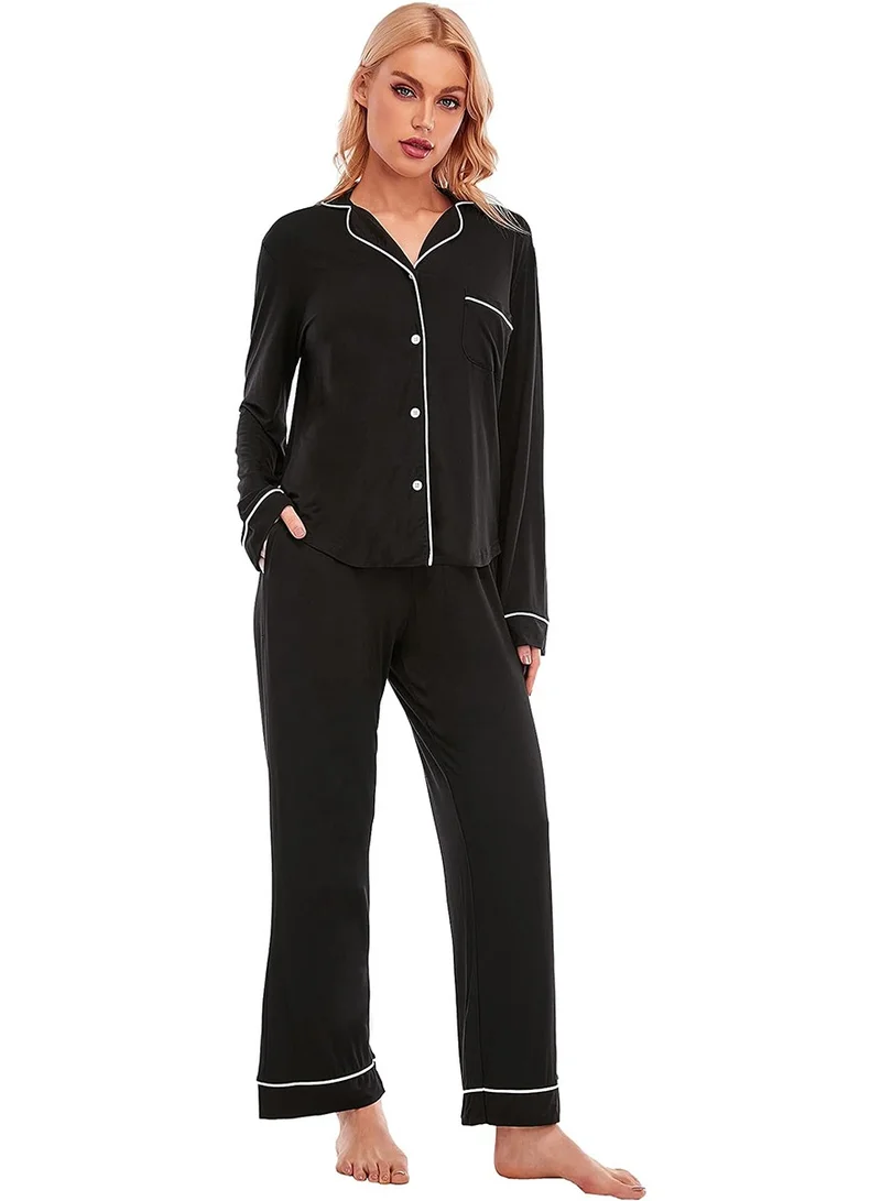 Caprisious Women's Soft Knitted Cotton Pajamas Set - Button-Down Long/Short Sleeve 2 Piece Sleepwear Loungewear - Comfortable Stylish Nightwear