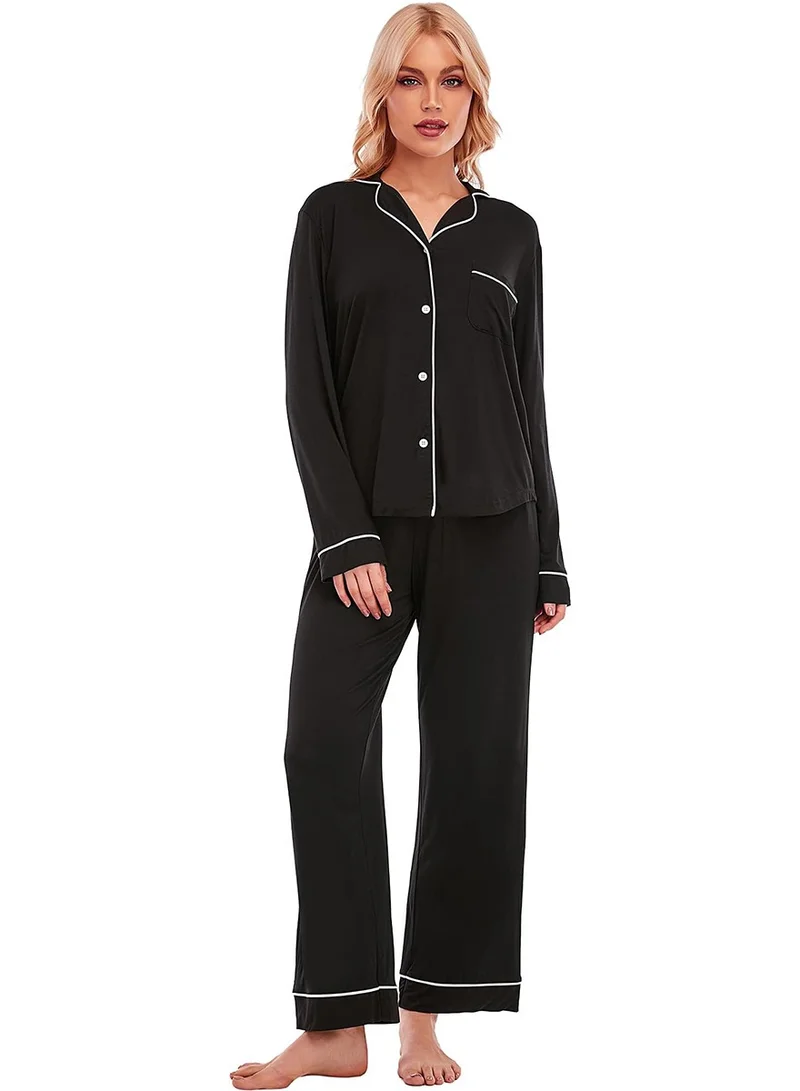 Caprisious Women's Soft Knitted Cotton Pajamas Set - Button-Down Long/Short Sleeve 2 Piece Sleepwear Loungewear - Comfortable Stylish Nightwear