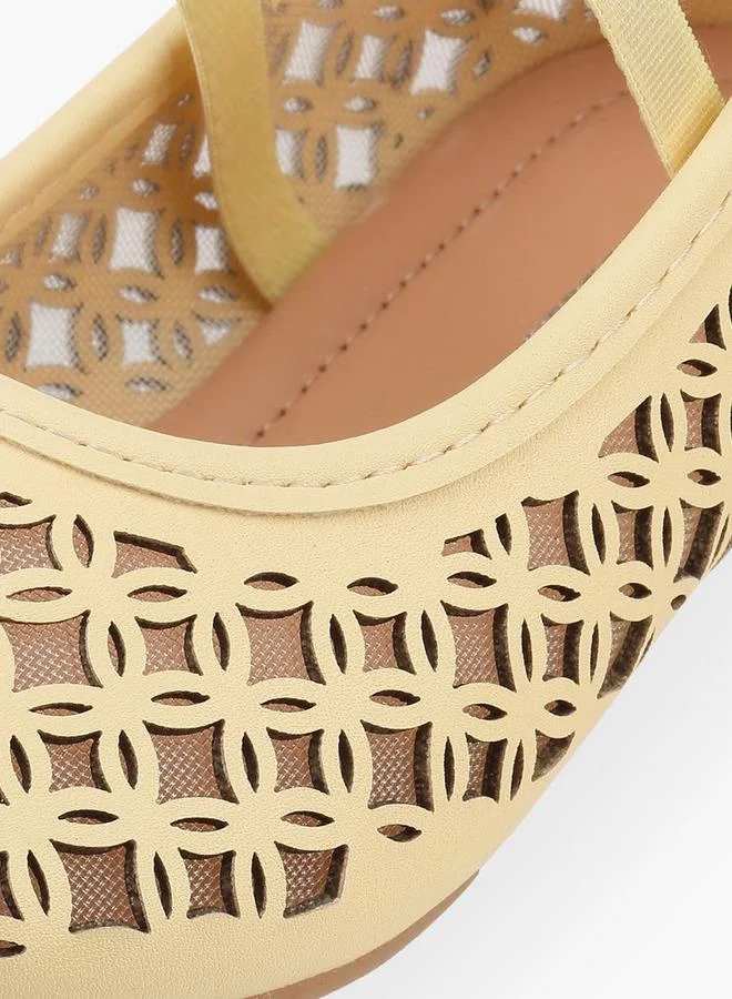 Flora Bella By Shoexpress YELLOW Flora Bella Girls Laser Cut Ballerina Shoes for Women | Best Price UAE