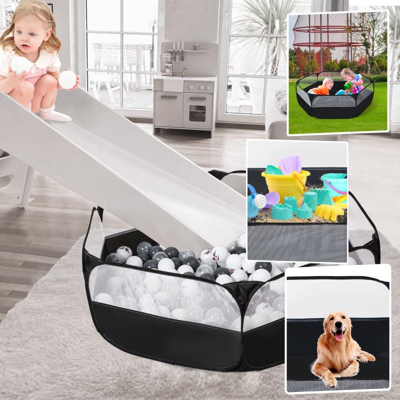 TRENDPLAY Foldable Ball Pit For Toddlers  Large Pop Up Ball Pits Kids Play Tent Crawl Playpen Ball Pool Playhouse Playpen With Storage Bag  For Boys Girls Dogs Cats Ferrets Indoor Outdoor  Black - Image 2