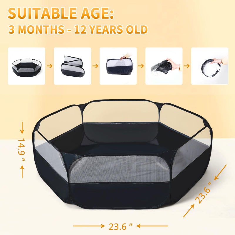 TRENDPLAY Foldable Ball Pit For Toddlers  Large Pop Up Ball Pits Kids Play Tent Crawl Playpen Ball Pool Playhouse Playpen With Storage Bag  For Boys Girls Dogs Cats Ferrets Indoor Outdoor  Black - Image 3
