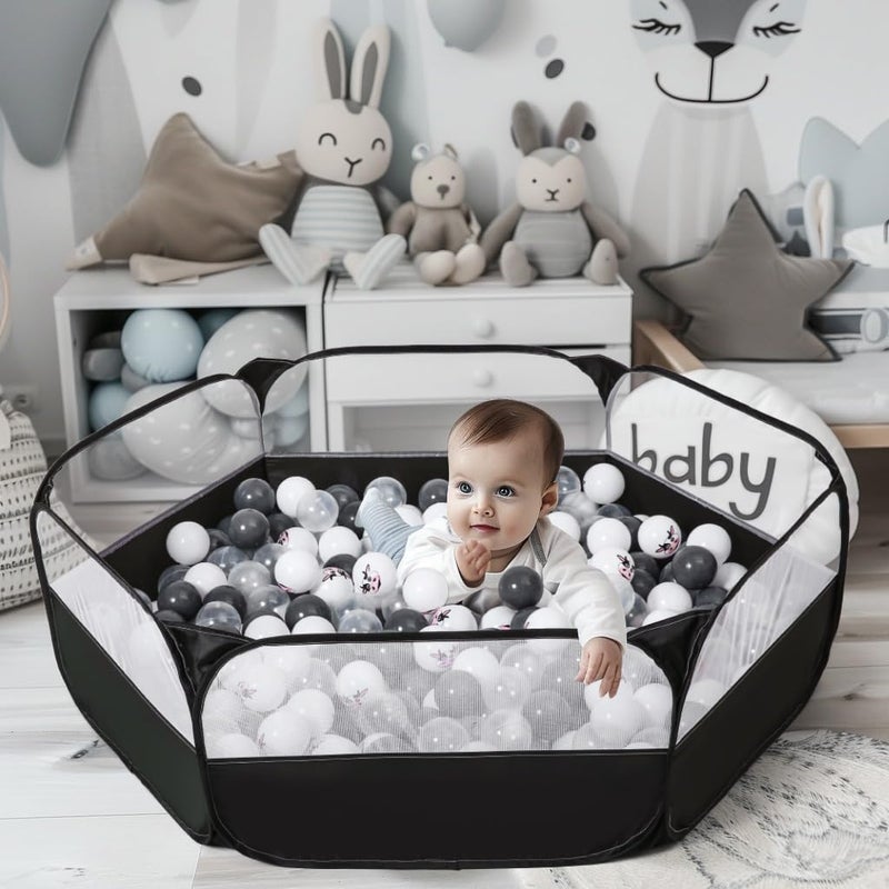 TRENDPLAY Foldable Ball Pit For Toddlers  Large Pop Up Ball Pits Kids Play Tent Crawl Playpen Ball Pool Playhouse Playpen With Storage Bag  For Boys Girls Dogs Cats Ferrets Indoor Outdoor  Black - Image 5