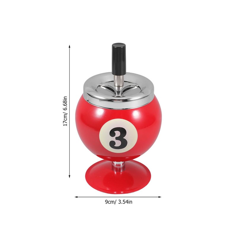 Red Metal Ashtray With Lid Sealable Tabletop Cigar Holder For Home Office Billiards - Image 3