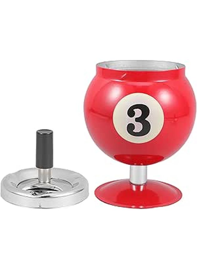 Red Metal Ashtray With Lid Sealable Tabletop Cigar Holder For Home Office Billiards - Image 1