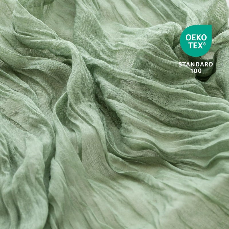 Sioloc Sage Green Cheesecloth Table Runner 120'' x 35'',Spring Easter Decor Soft Gauze Boho Wedding Table Decor for 10ft Table Birthday Party,Baby Shower, Bridal Shower, Home & Event Decor - Image 2