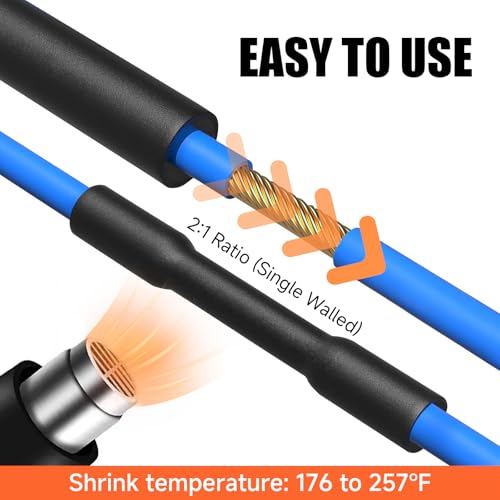 OLIREXD Heat Shrink Tube, Wire Wrap Electrical Cable Ratio 2:1 Shrinkable Shrinking Sleeving Shrink Wrap Wire Connectors Black (6M / 20Ft, Dia.16mm) - Image 5