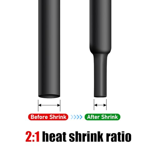 OLIREXD Heat Shrink Tube, Wire Wrap Electrical Cable Ratio 2:1 Shrinkable Shrinking Sleeving Shrink Wrap Wire Connectors Black (6M / 20Ft, Dia.16mm) - Image 4