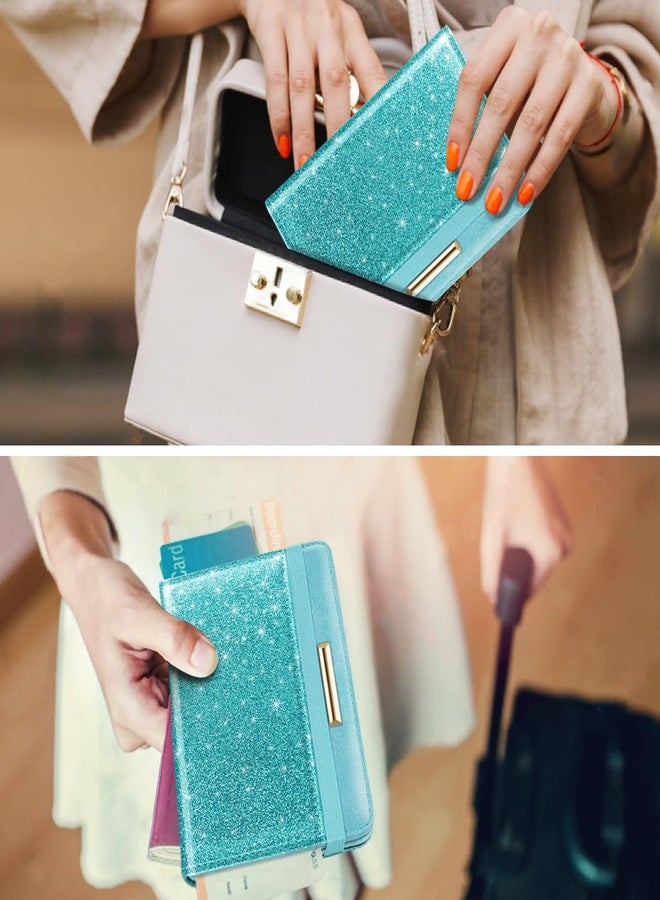 Coco Rossi Passport Holder Cover,Traveling Passport Case Cute Passport Wallet for Women,Tiffany Glitter - Image 3