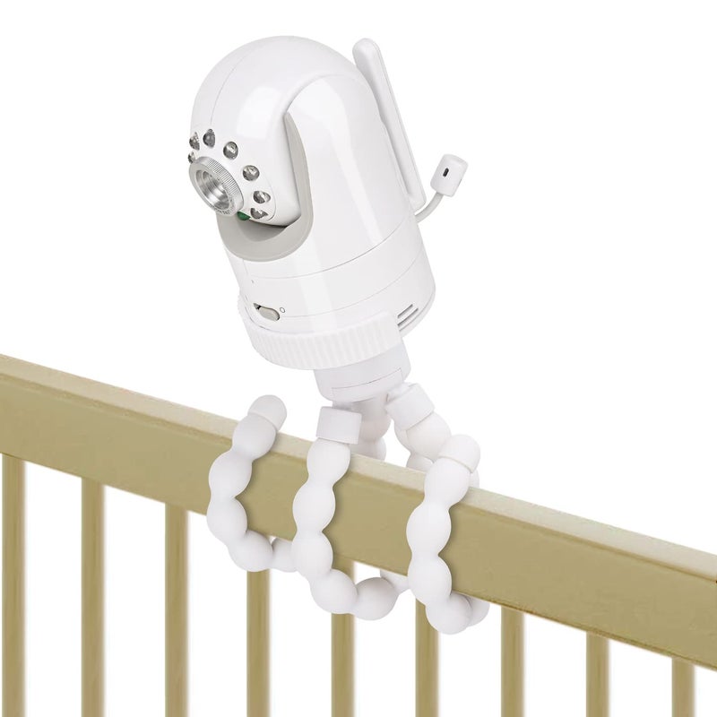 wochel Tripod Baby Monitor Mount Compatible with Infant Optics DXR-8 and DXR-8 Pro Baby Monitor, Flexible Baby Camera Holder for Crib Without Tools or Wall Damage - White - Image 1