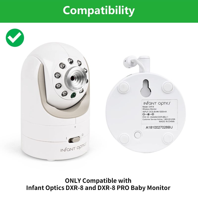 wochel Tripod Baby Monitor Mount Compatible with Infant Optics DXR-8 and DXR-8 Pro Baby Monitor, Flexible Baby Camera Holder for Crib Without Tools or Wall Damage - White - Image 2