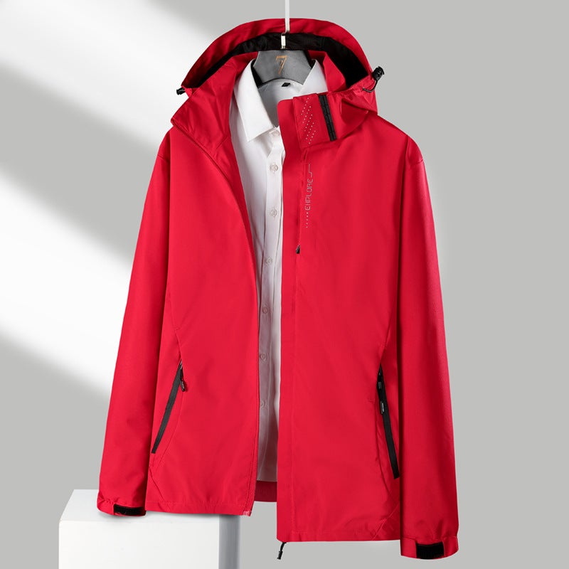 Couples Spring and Autumn Single Layer Stormtrooper Rainproof Waterproof Outdoor Moving Mountaineering Suit Mens and Womens Stormtrooper Jacket Pink female - Image 2