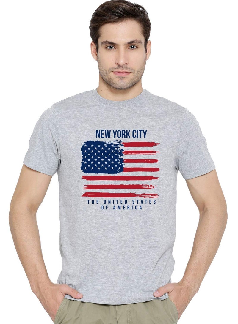 ADRO Men's USA American Flag Printed Cotton T-Shirts (RNR-M-NWW-GR_Grey_L) - Image 1