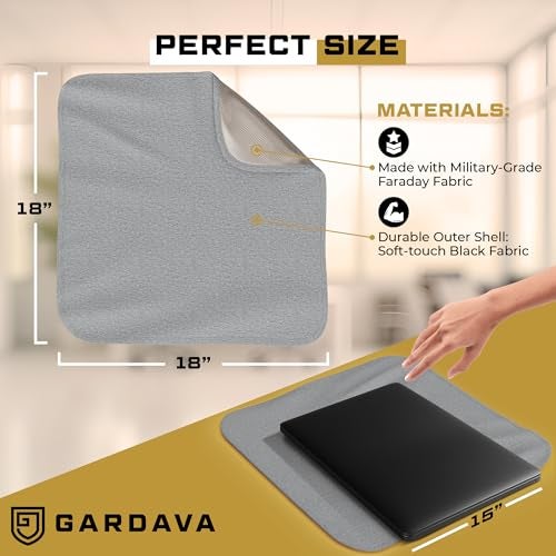 Gardava Faraday Blanket for Lap - New for 2026 - Electromagnetic Sheilding While Using Your Laptop, Cell Phone or Other Electronics, 3rd Party Tested (18"x18"), Gray - Image 3