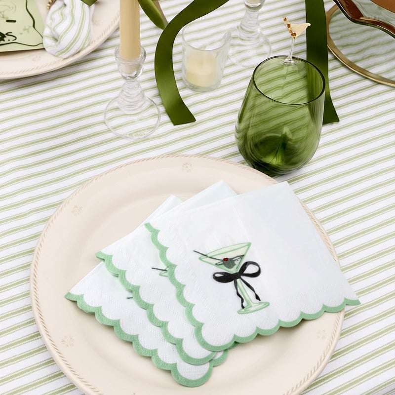 Dunzoom 100 Pcs Martini Cocktail Napkins a Tini Bit Older Birthday Decorations Scalloped Disposable Paper Napkins Espresso Martini Party Supplies for Bachelorette Party Decorations(Cute,White) - Image 4