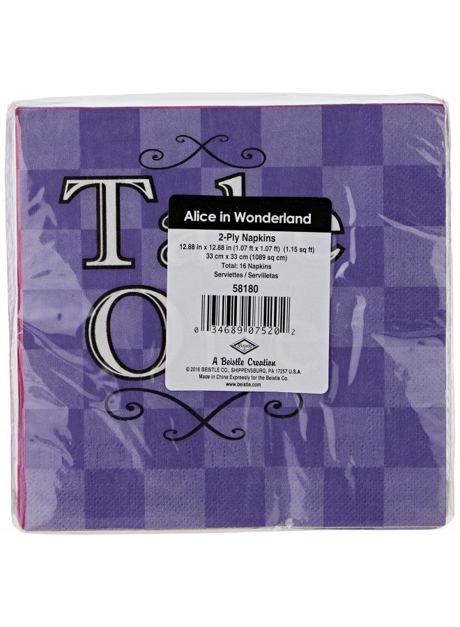 Beistle 58180, 48 Piece Alice In Wonderland Luncheon Napkins,Pink/Purple/White/Black