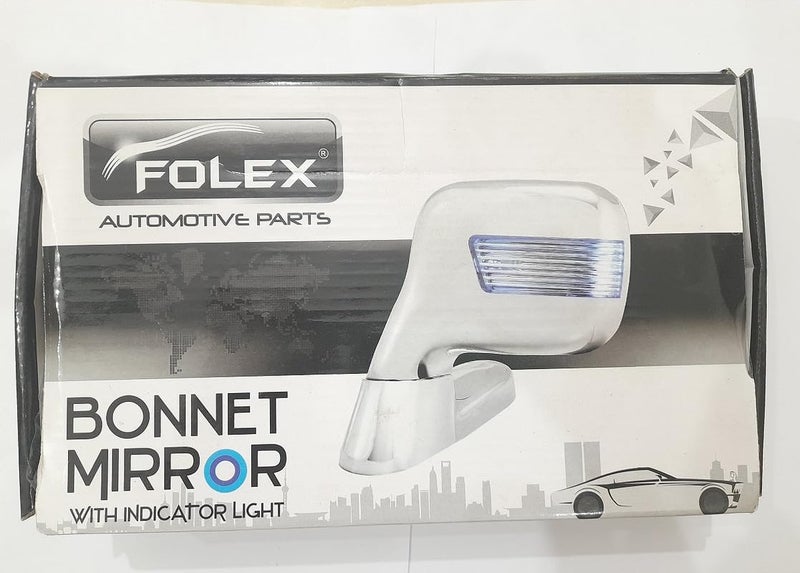 Autofetch Folex Car Bonnet Front Fender Rear Side Mirror Wide Angle View Mirror with Indicator Blue Light (Chrome) (Pack of 2) Compatible with Toyota Fortuner - Image 5