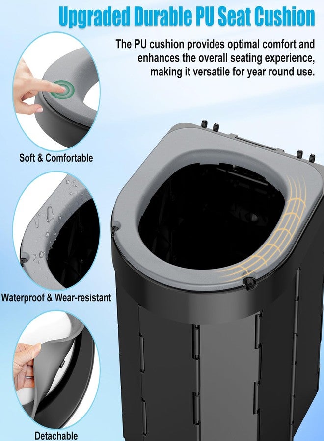PAHTTO Portable Foldable Toilet for Adults, Waterproof Porta Potty with Lid for Camping, Hiking, Long Road Trips, Car (with Phone Shelf and TP Holder) - Image 2