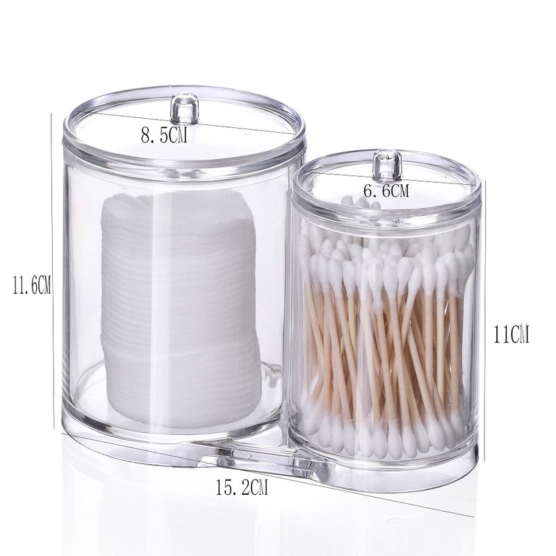 Clear Acrylic Swab Makeup Pads Container with Double Lids Cosmetic Jars Bathroom Storage Dispenser Case for Pads Rounds Q-Tips - Image 2