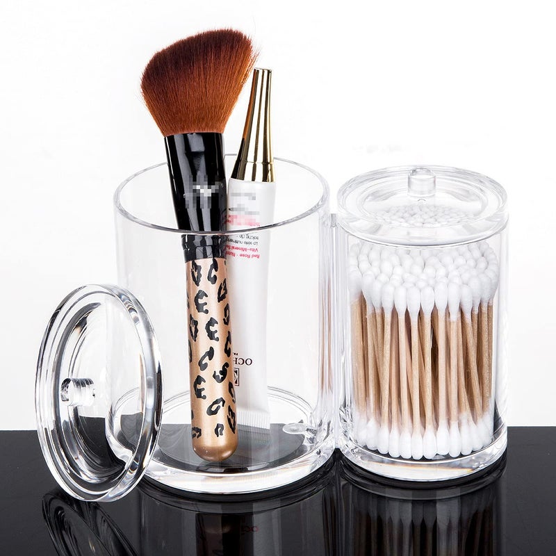 Clear Acrylic Swab Makeup Pads Container with Double Lids Cosmetic Jars Bathroom Storage Dispenser Case for Pads Rounds Q-Tips - Image 3