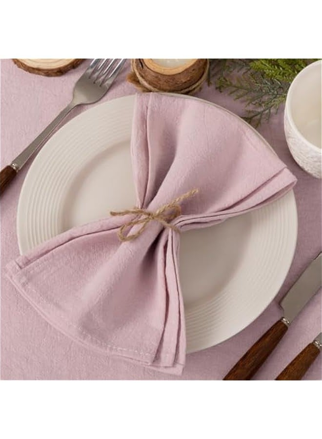Thanksgiving Napkins Pink Linen Cloth Napkins Washable Dinner Napkins 17x17 for Fall Friendsgiving Baby Shower Wedding Decoration Set of 4 - Image 2