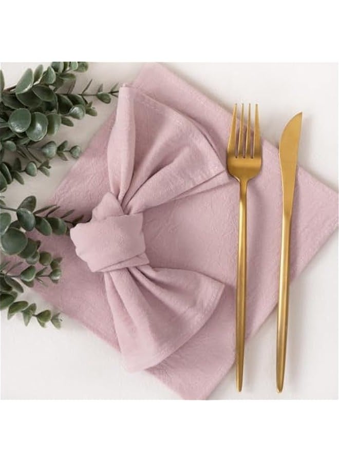 Thanksgiving Napkins Pink Linen Cloth Napkins Washable Dinner Napkins 17x17 for Fall Friendsgiving Baby Shower Wedding Decoration Set of 4 - Image 3