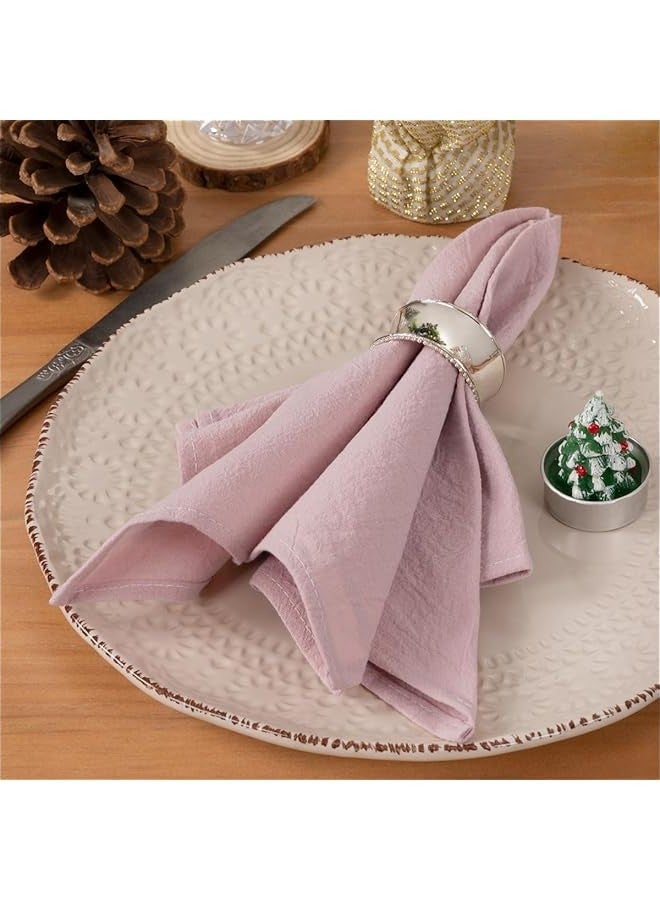 Thanksgiving Napkins Pink Linen Cloth Napkins Washable Dinner Napkins 17x17 for Fall Friendsgiving Baby Shower Wedding Decoration Set of 4 - Image 1