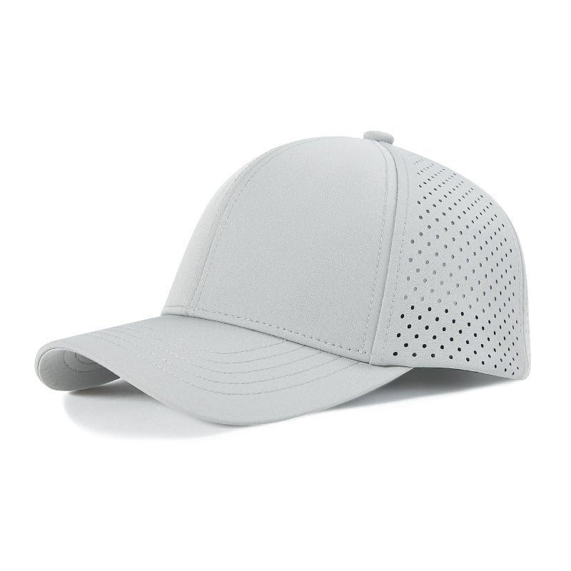 VOBOOM Men Quick Dry Baseball Cap Laser Cut Mesh Ball Curved Brim Snapback Hat (Grey) - Image 1